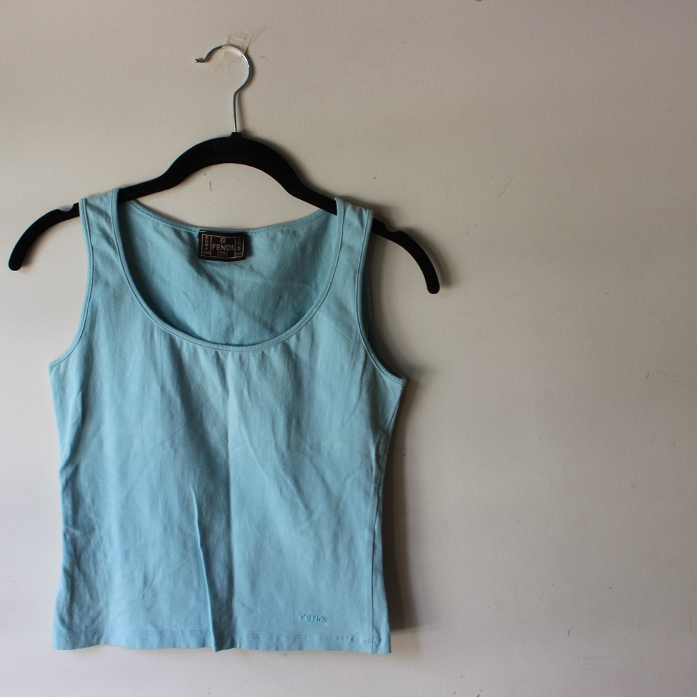 Aqua Blue Fendi Tank Top